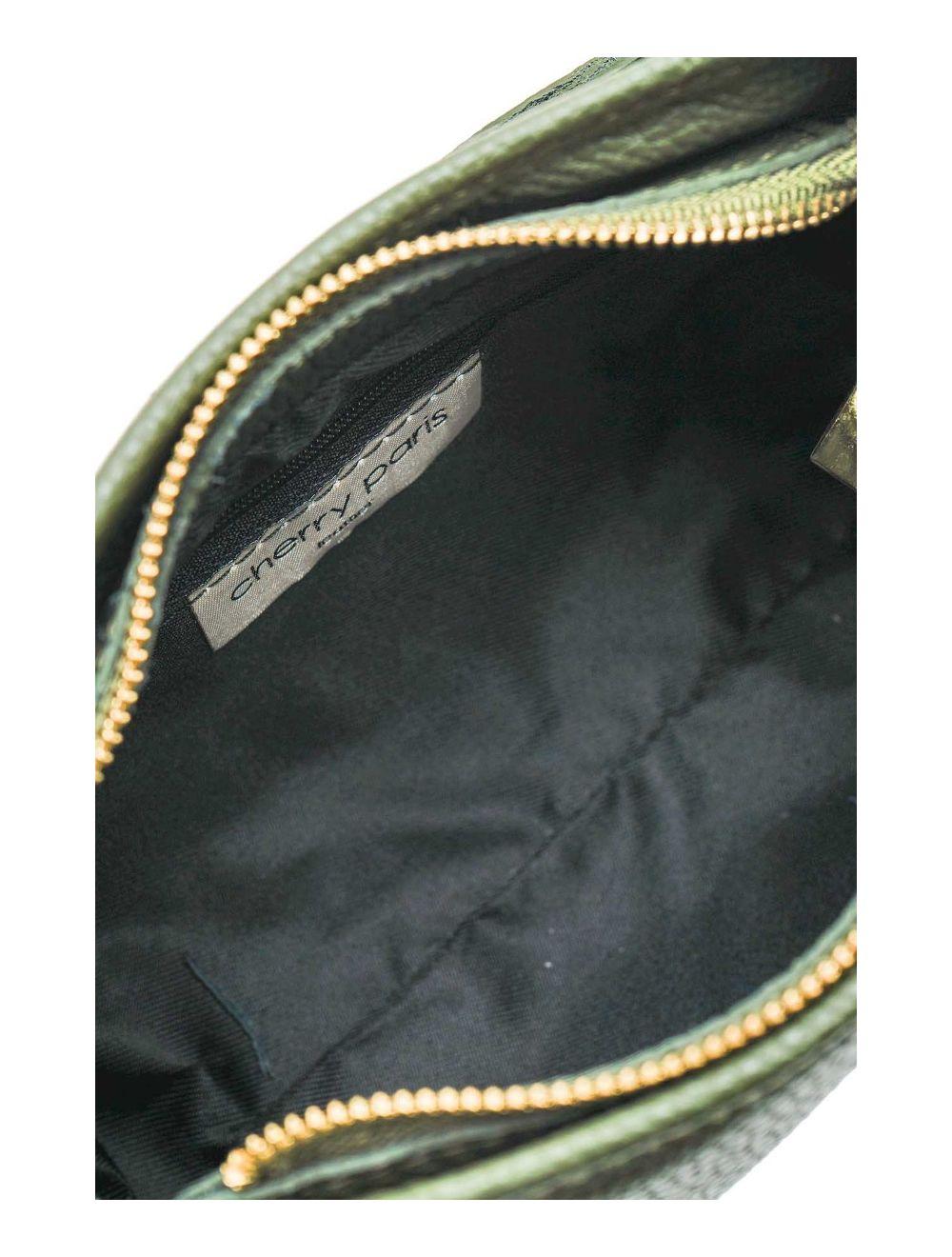 tom&eva Sac Porté Travers En Cuir Vachette Grainée 4139 ELORA-KHAKI