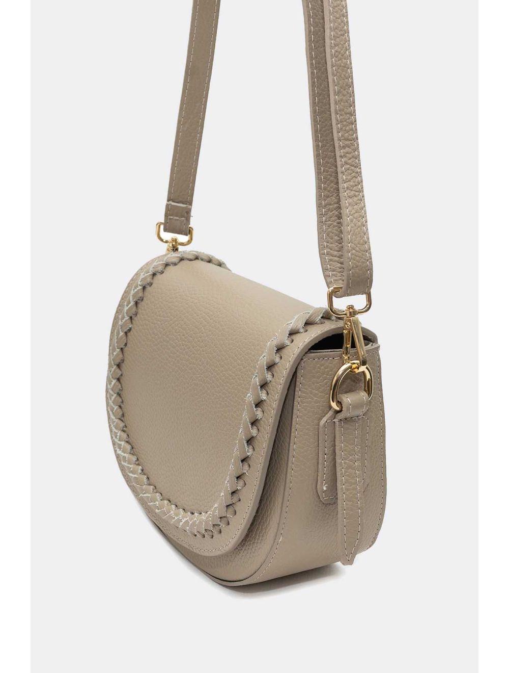 Tom&eva Sac Porté Travers En Cuir Vachette Grainée 4172 DORA-Taupe