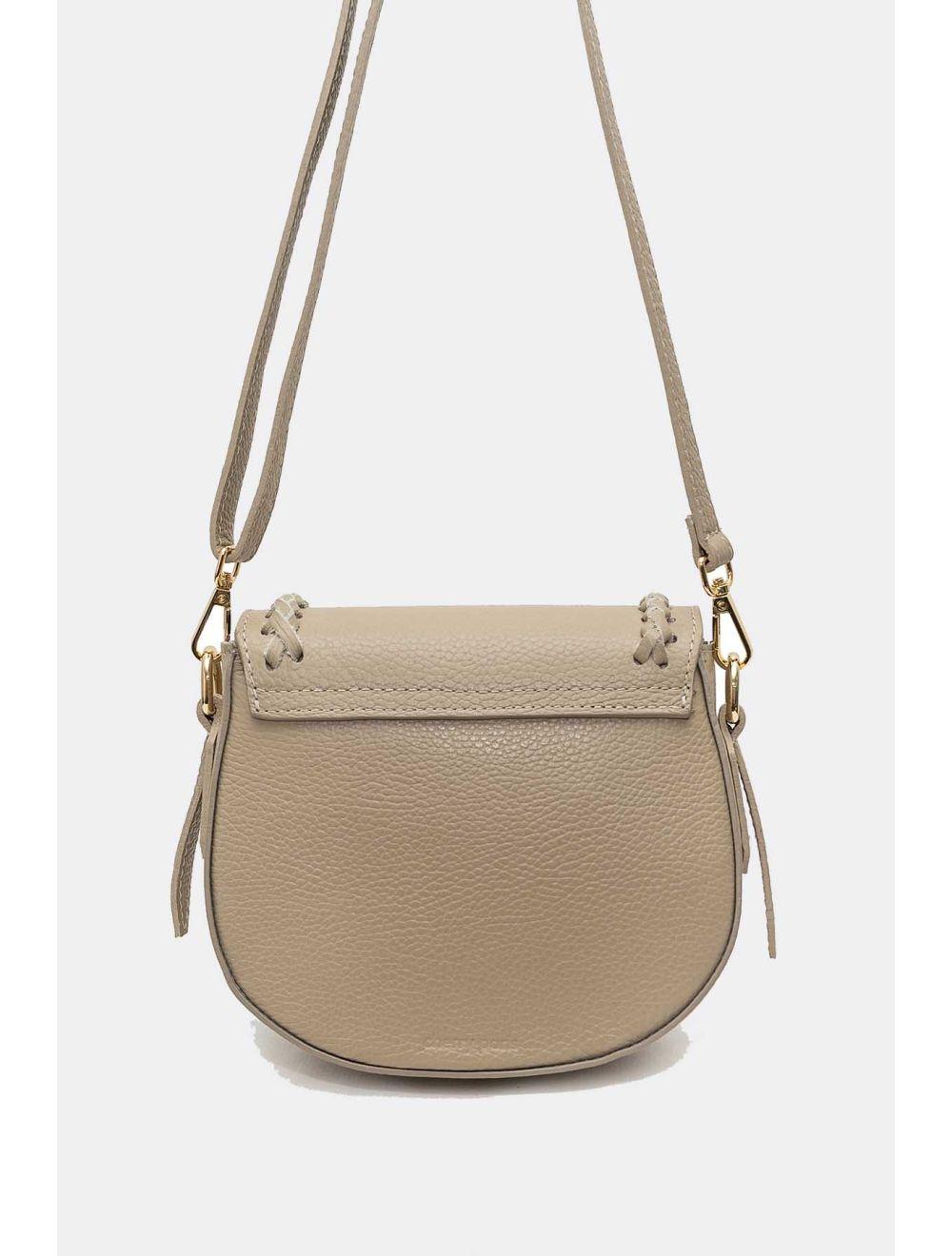 Tom&eva Sac Porté Travers En Cuir Vachette Grainée 4172 DORA-Taupe