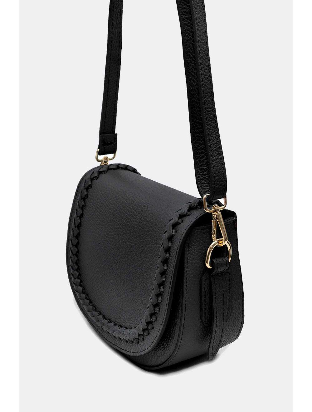 Tom&eva Sac Porté Travers En Cuir Vachette Grainée 4172 DORA-Noir