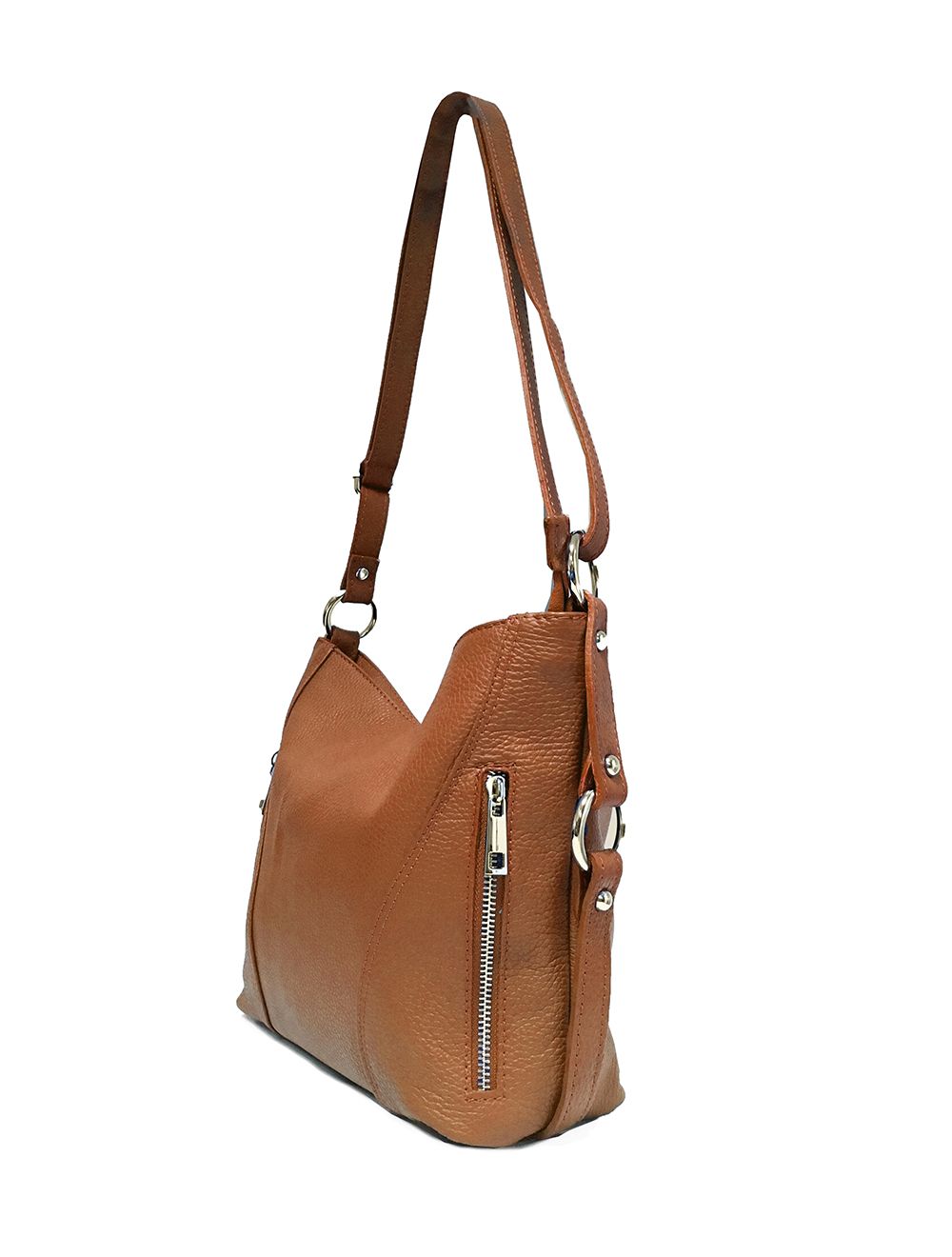Tom&eva Sac Porté Travers En Cuir Vachette Grainée RI-3853-Cognac