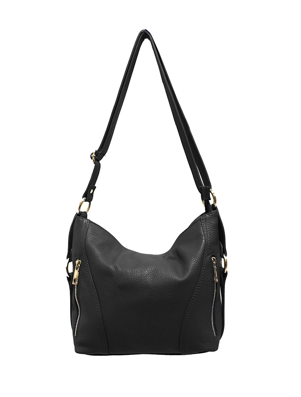 tom&eva Sac Porté travers en cuir vachette grainée RI-3853-Noir
