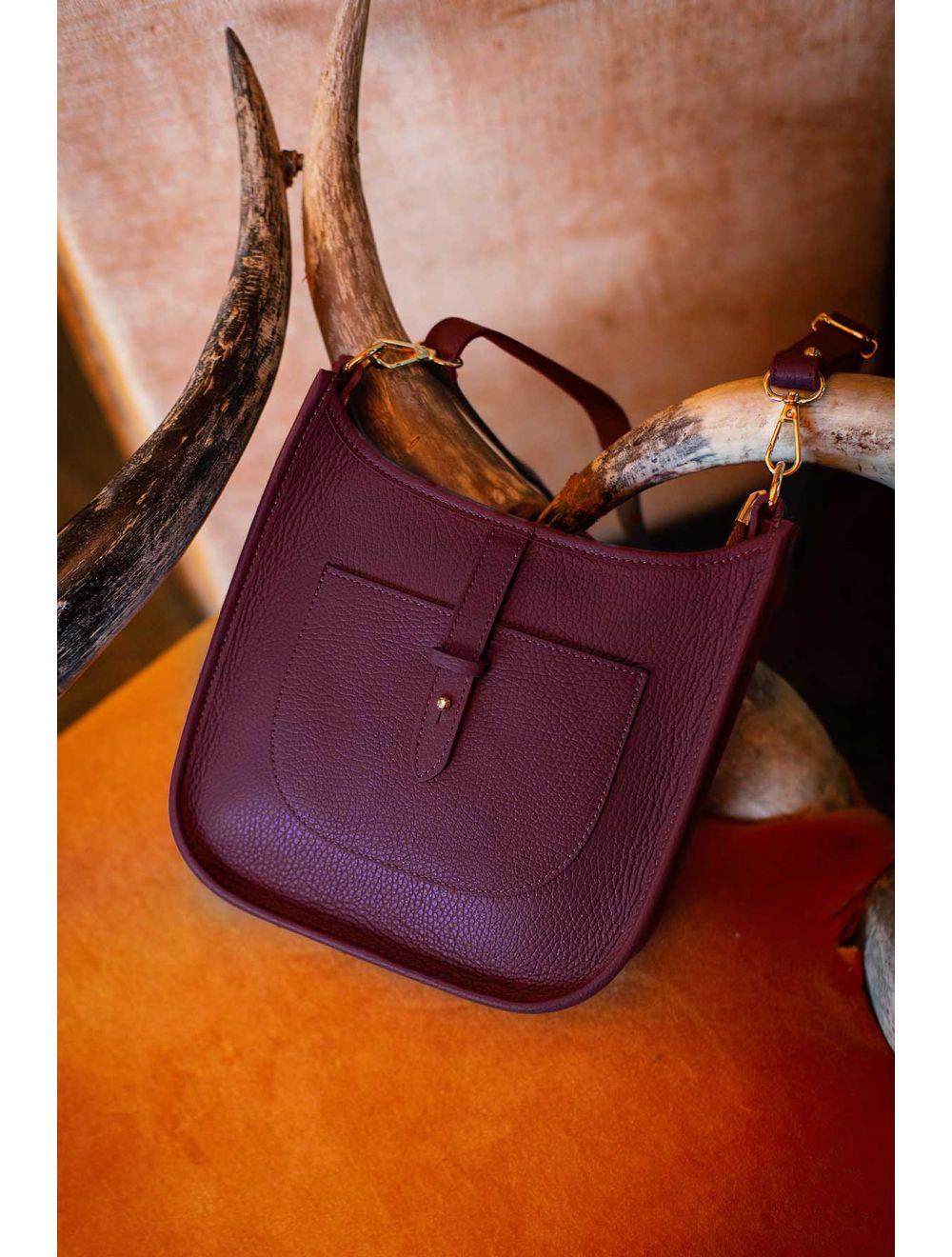 Tom&eva Sac Porté Travers En Cuir Vachette Grainée SIENNA 4057-Bordeaux