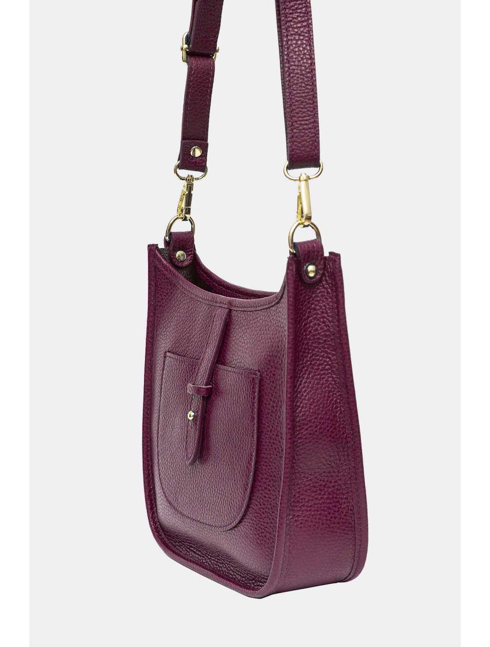 Tom&eva Sac Porté Travers En Cuir Vachette Grainée SIENNA 4057-Bordeaux