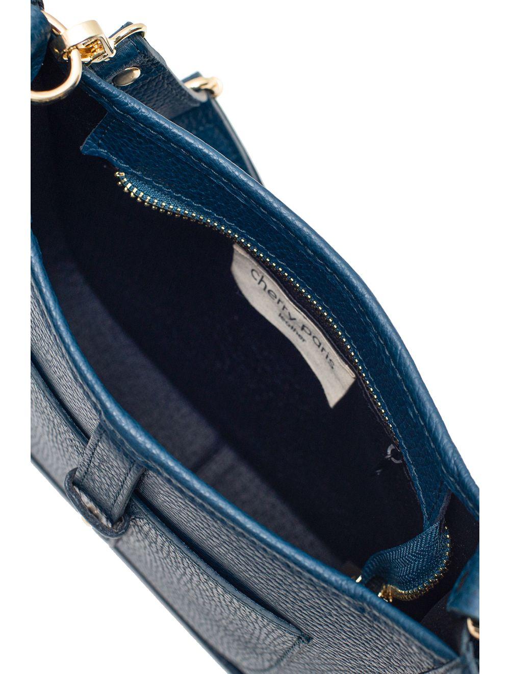 Tom&eva Sac Porté Travers En Cuir Vachette Grainée SIENNA 4057-PETROLE