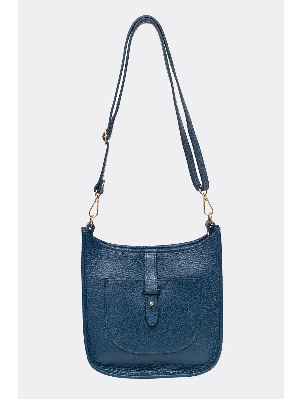 tom&eva Sac Porté Travers en Cuir Vachette Grainée SIENNA 4057-PETROLE