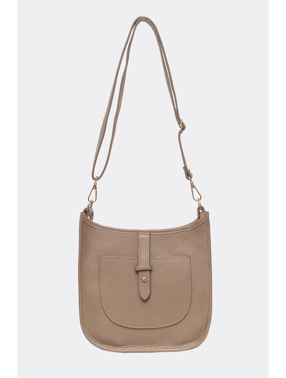 Tom&eva Sac Porté Travers En Cuir Vachette Grainée SIENNA 4057-TAUPE