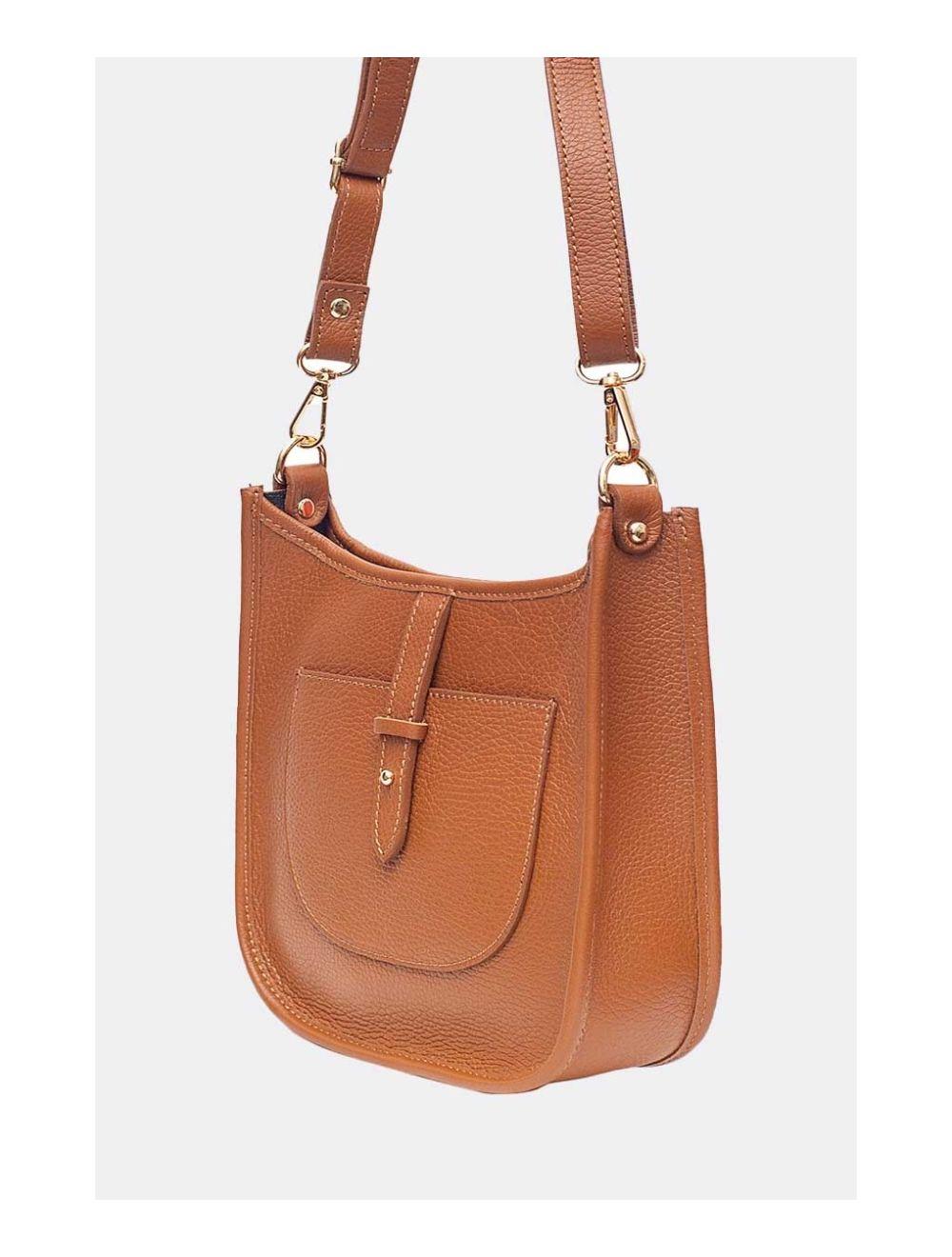 Tom&eva Sac Porté Travers En Cuir Vachette Grainée SIENNA 4057-COGNAC