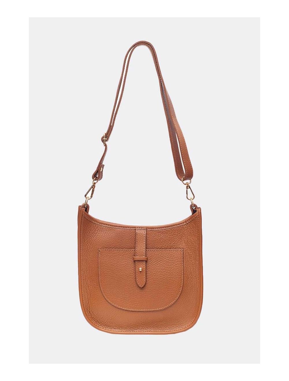Tom&eva Sac Porté Travers En Cuir Vachette Grainée SIENNA 4057-COGNAC