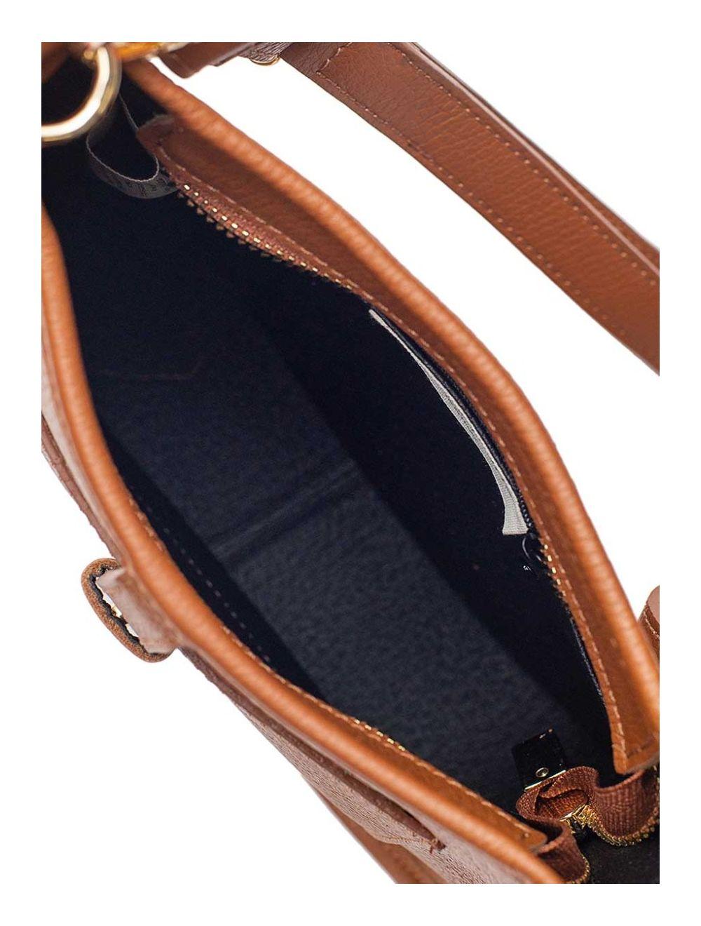 tom&eva Sac Porté Travers en Cuir Vachette Grainée SIENNA 4057-COGNAC