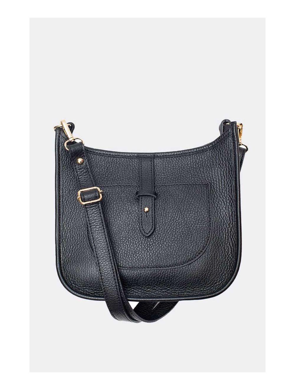 Tom&eva Sac Porté Travers En Cuir Vachette Grainée SIENNA 4057-NOIR