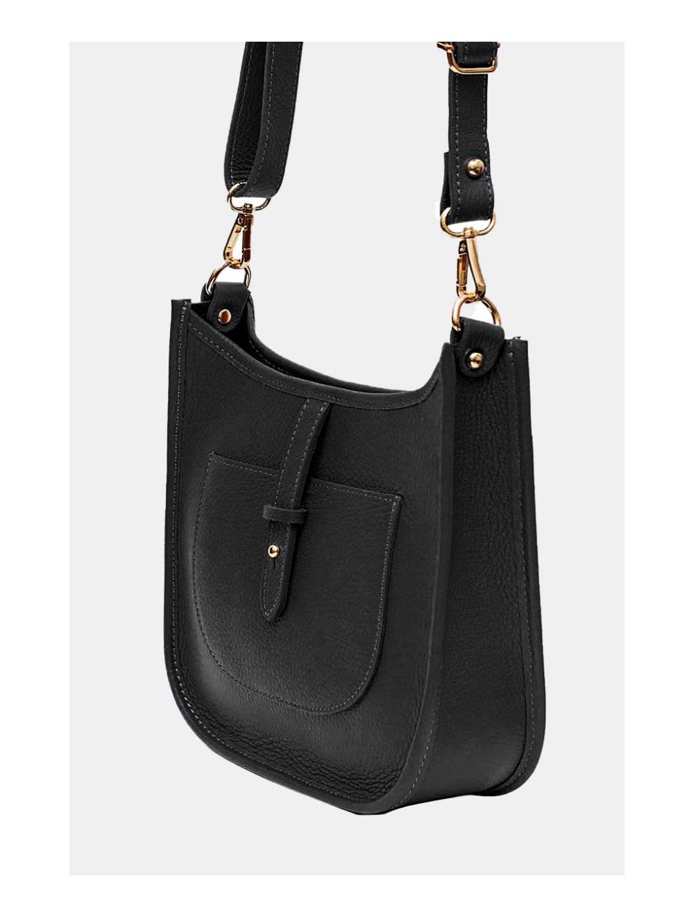 Tom&eva Sac Porté Travers En Cuir Vachette Grainée SIENNA 4057-NOIR