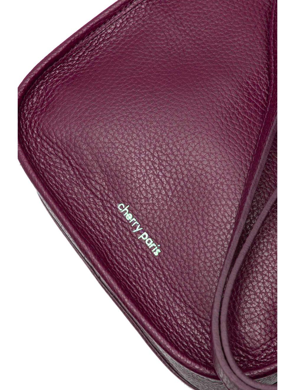 tom&eva Sac Porté Travers en Cuir Vachette Grainée SIENNA 4057-Bordeaux