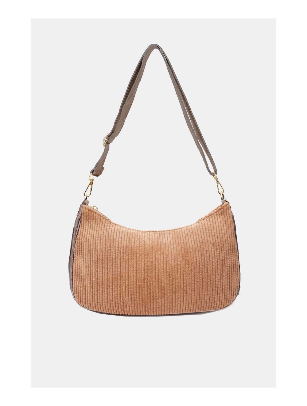 Tom&eva Sac Porté Travers En Textile Velours Garni Croûte Cuir Vachette Métallisé 4134 ELEANORE VELOURS-Taupe