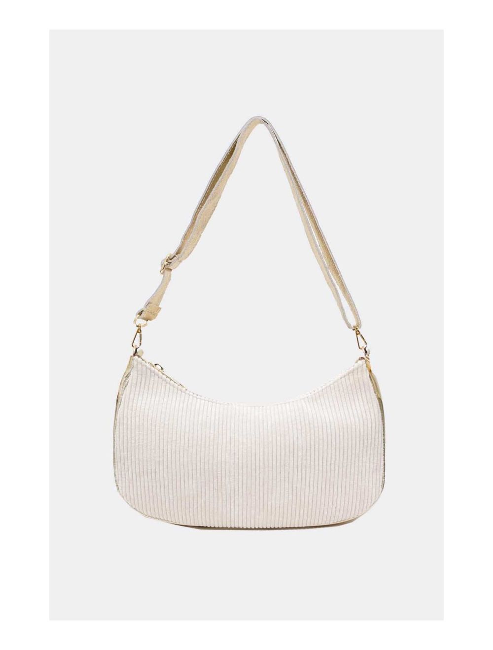 Tom&eva Sac Porté Travers En Textile Velours Garni Croûte Cuir Vachette Métallisé 4134 ELEANORE VELOURS-Ecru