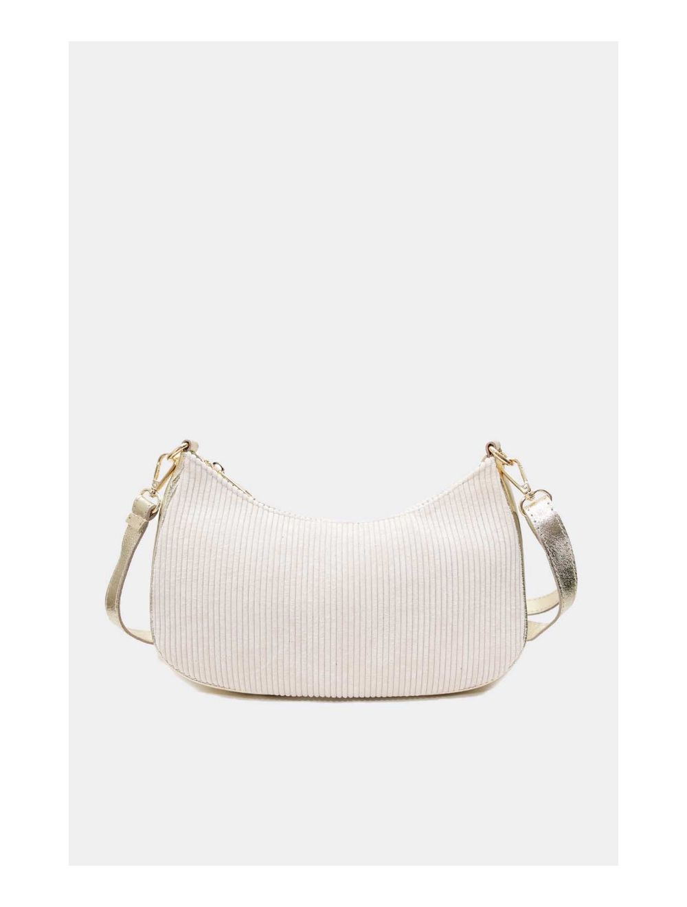 Tom&eva Sac Porté Travers En Textile Velours Garni Croûte Cuir Vachette Métallisé 4134 ELEANORE VELOURS-Ecru