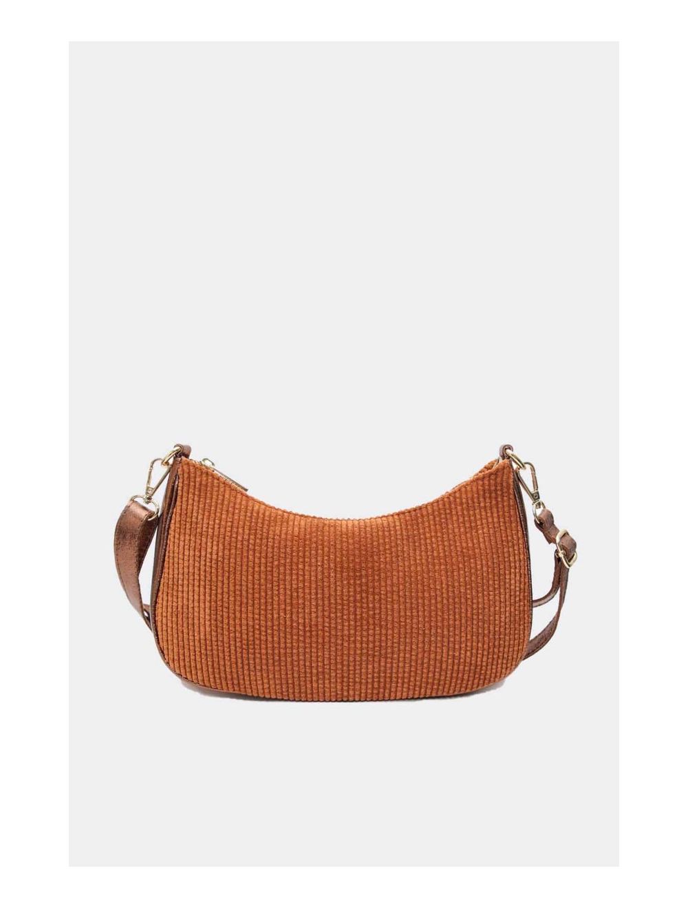 Tom&eva Sac Porté Travers En Textile Velours Garni Croûte Cuir Vachette Métallisé 4134 ELEANORE VELOURS-Camel