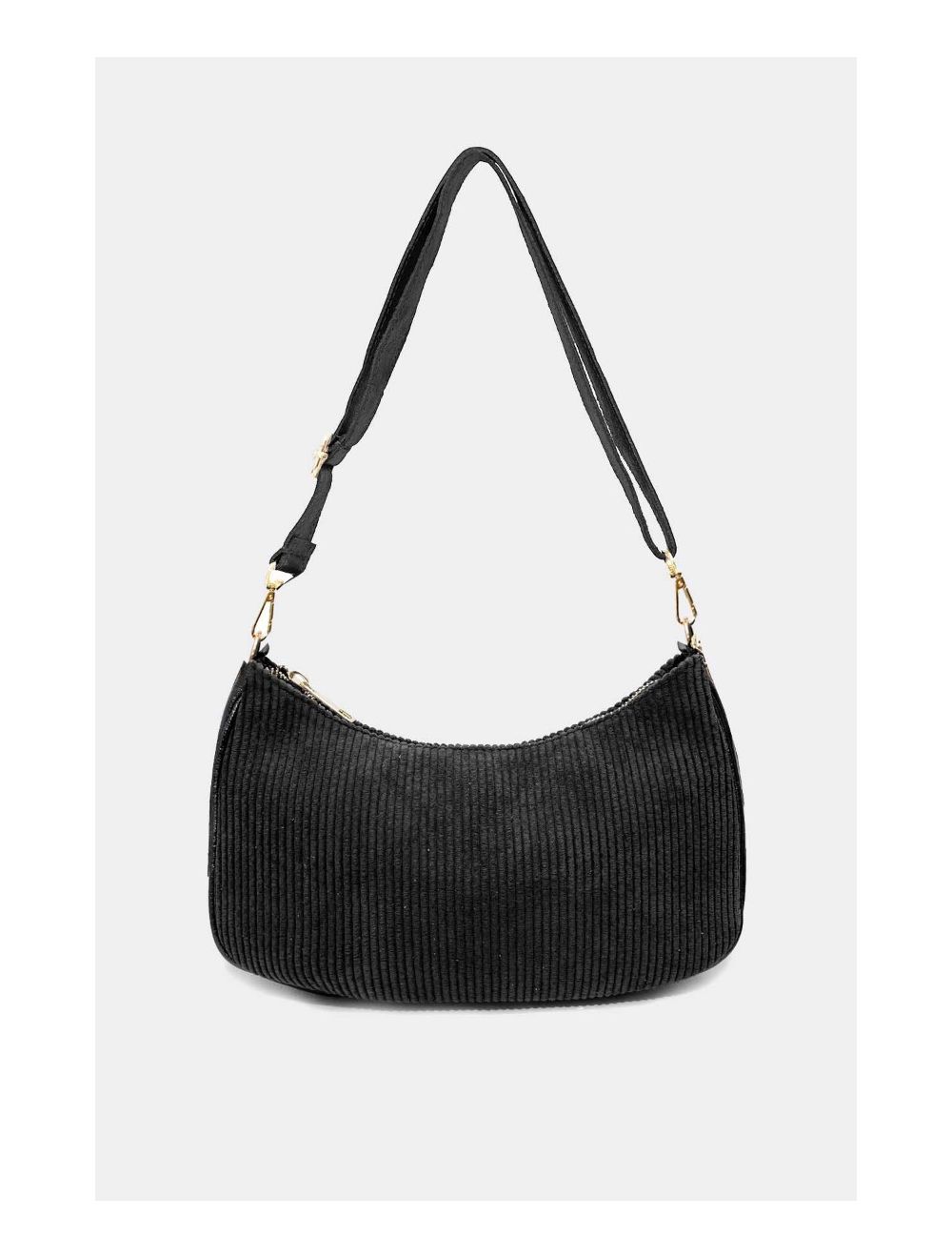 Tom&eva Sac Porté Travers En Textile Velours Garni Croûte Cuir Vachette Métallisé 4134 ELEANORE VELOURS-Noir