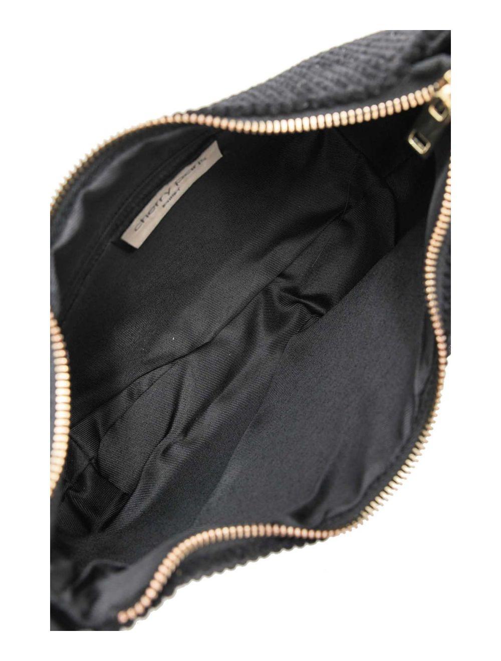 tom&eva Sac Porté Travers en Textile Velours Garni Croûte Cuir Vachette Métallisé 4134 ELEANORE VELOURS-Noir