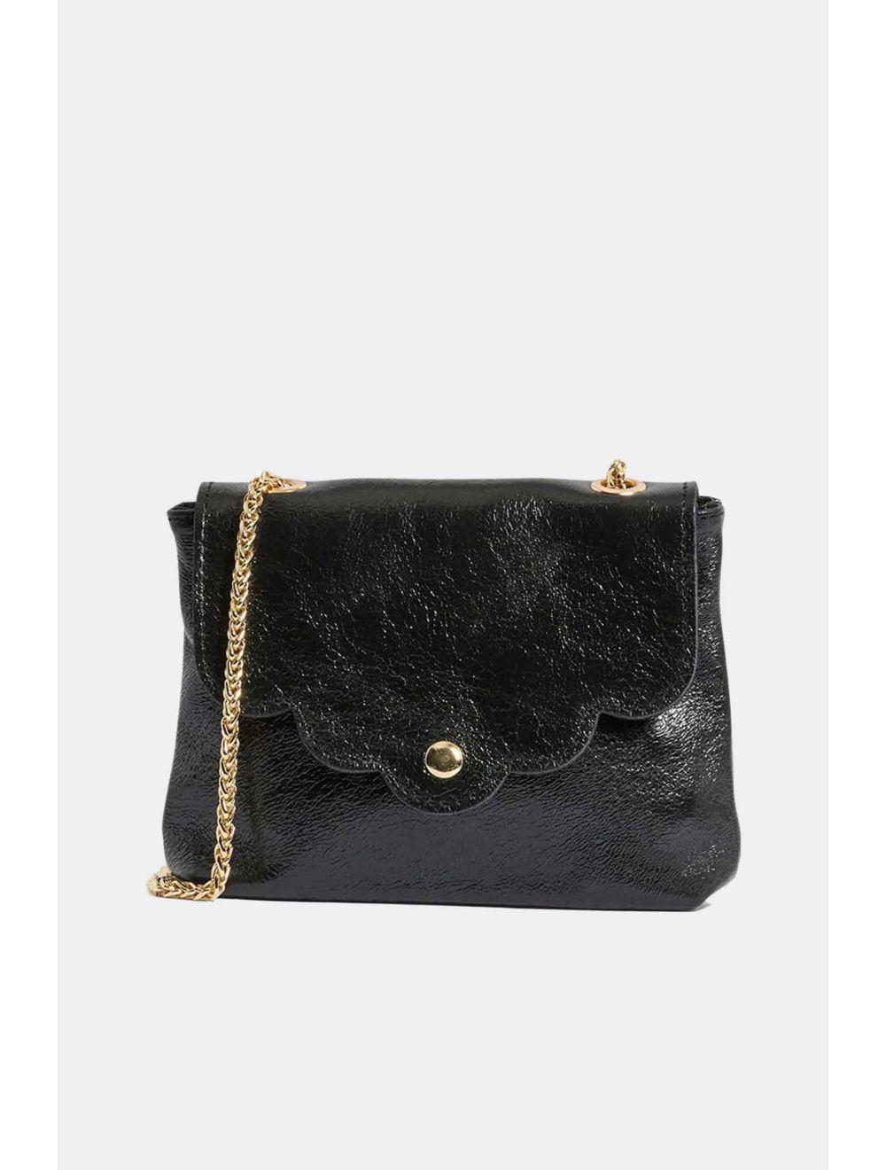 Tom&eva Sac Porté Travers Pochette Cuir Métalisé-3973 MINI PIA METAL-Noir