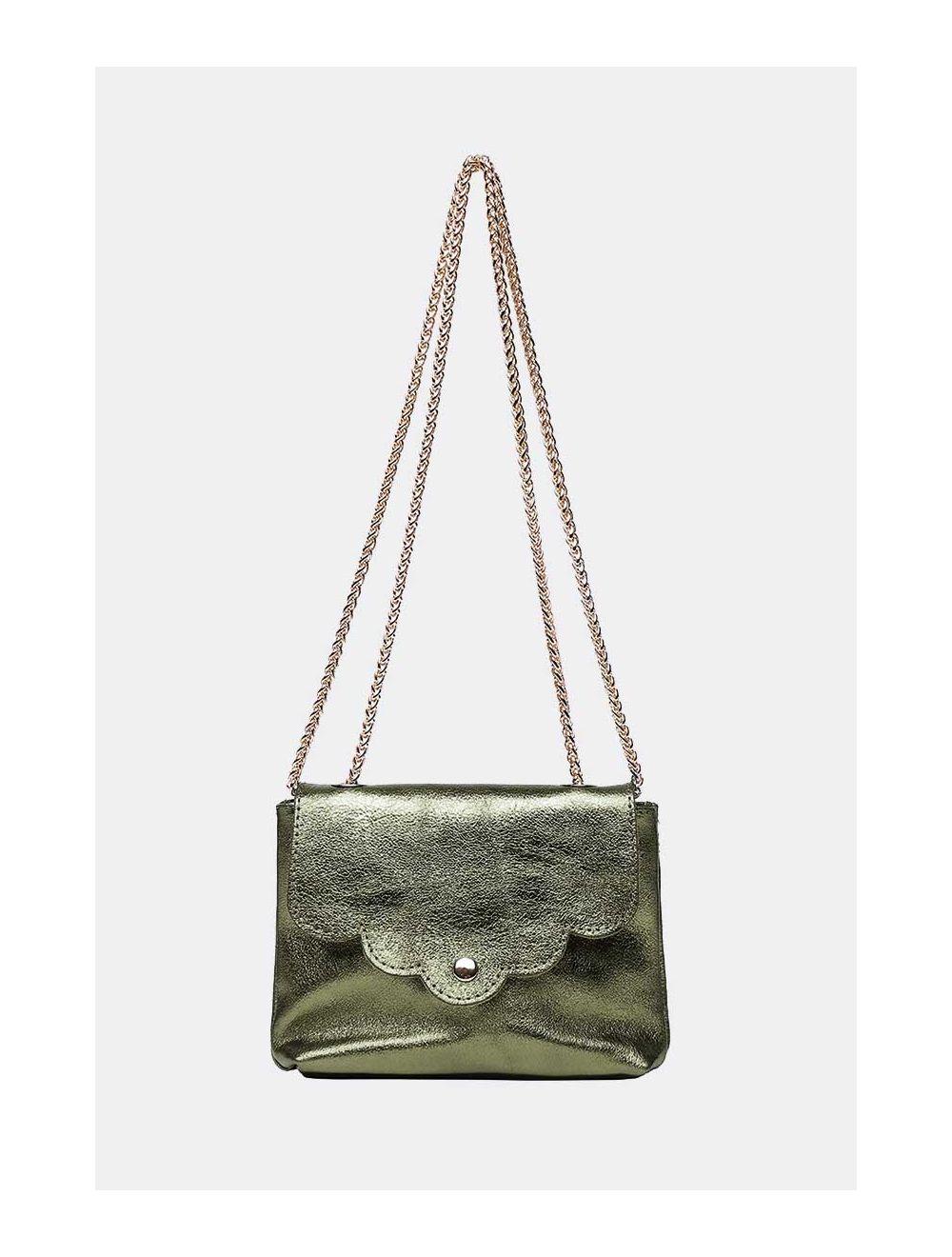 Tom&eva Sac Porté Travers Pochette Cuir Métalisé-3973B MINI PIA METAL-Kaki
