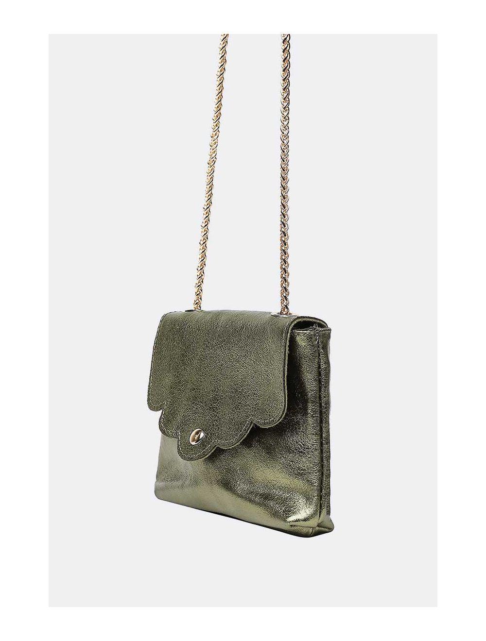 Tom&eva Sac Porté Travers Pochette Cuir Métalisé-3973B MINI PIA METAL-Kaki