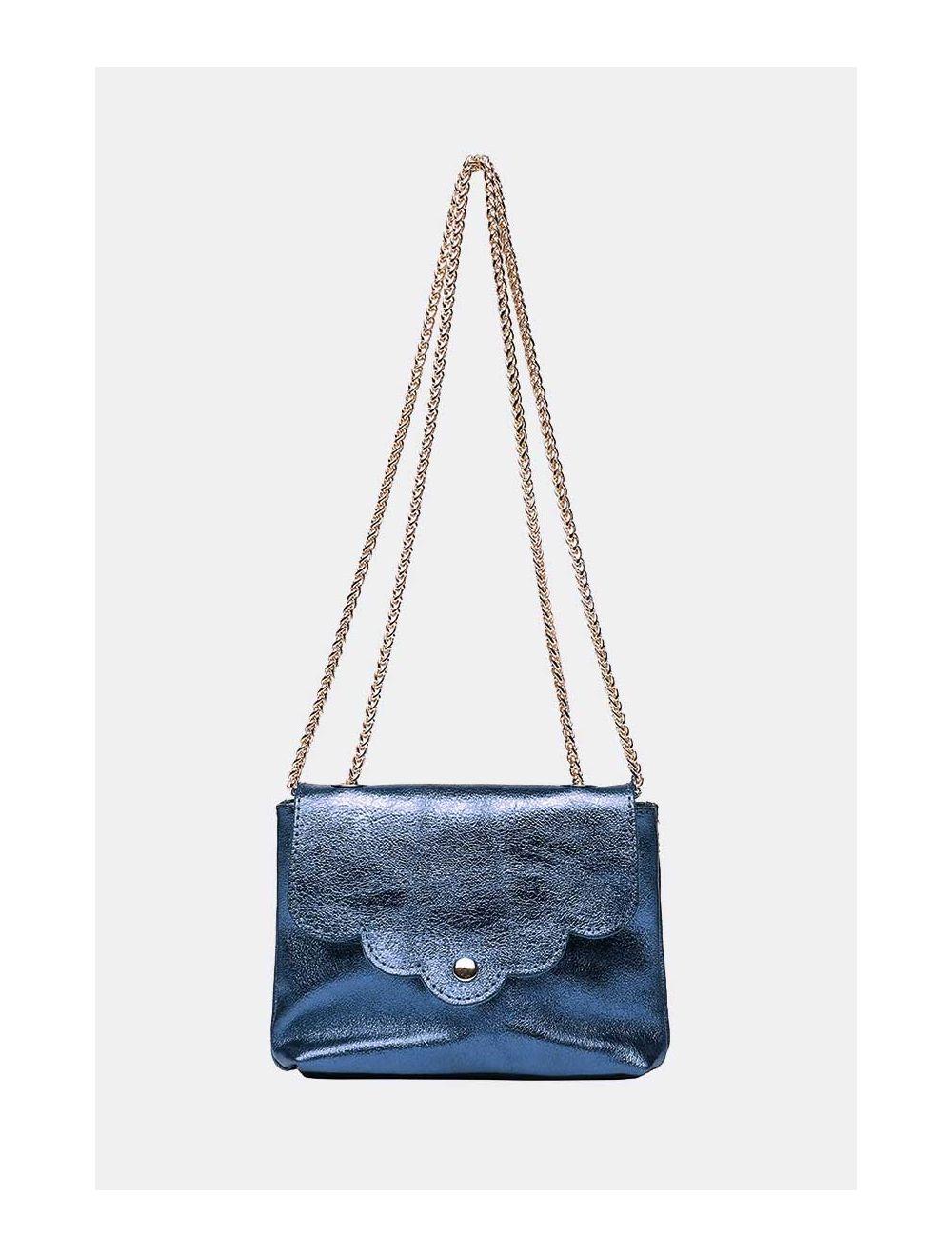 Tom&eva Sac Porté Travers Pochette Cuir Métalisé-3973B MINI PIA METAL-Bleu