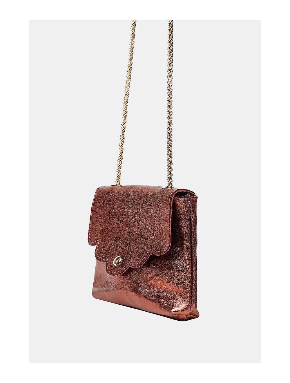 Tom&eva Sac Porté Travers Pochette Cuir Métalisé-3973B MINI PIA METAL-Bronze