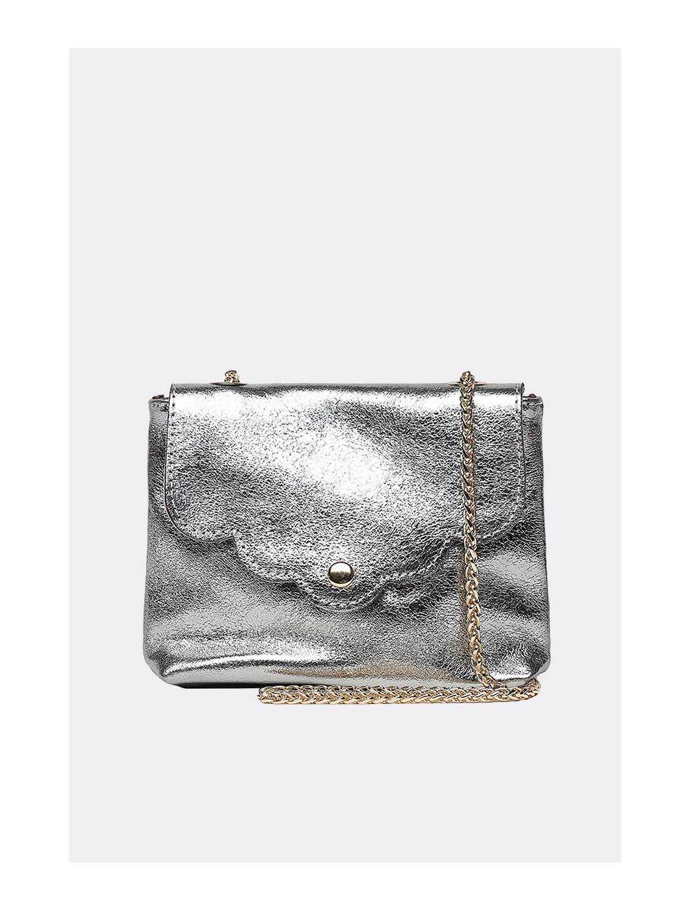 Tom&eva Sac Porté Travers Pochette Cuir Métalisé-3973B MINI PIA METAL-Argenté