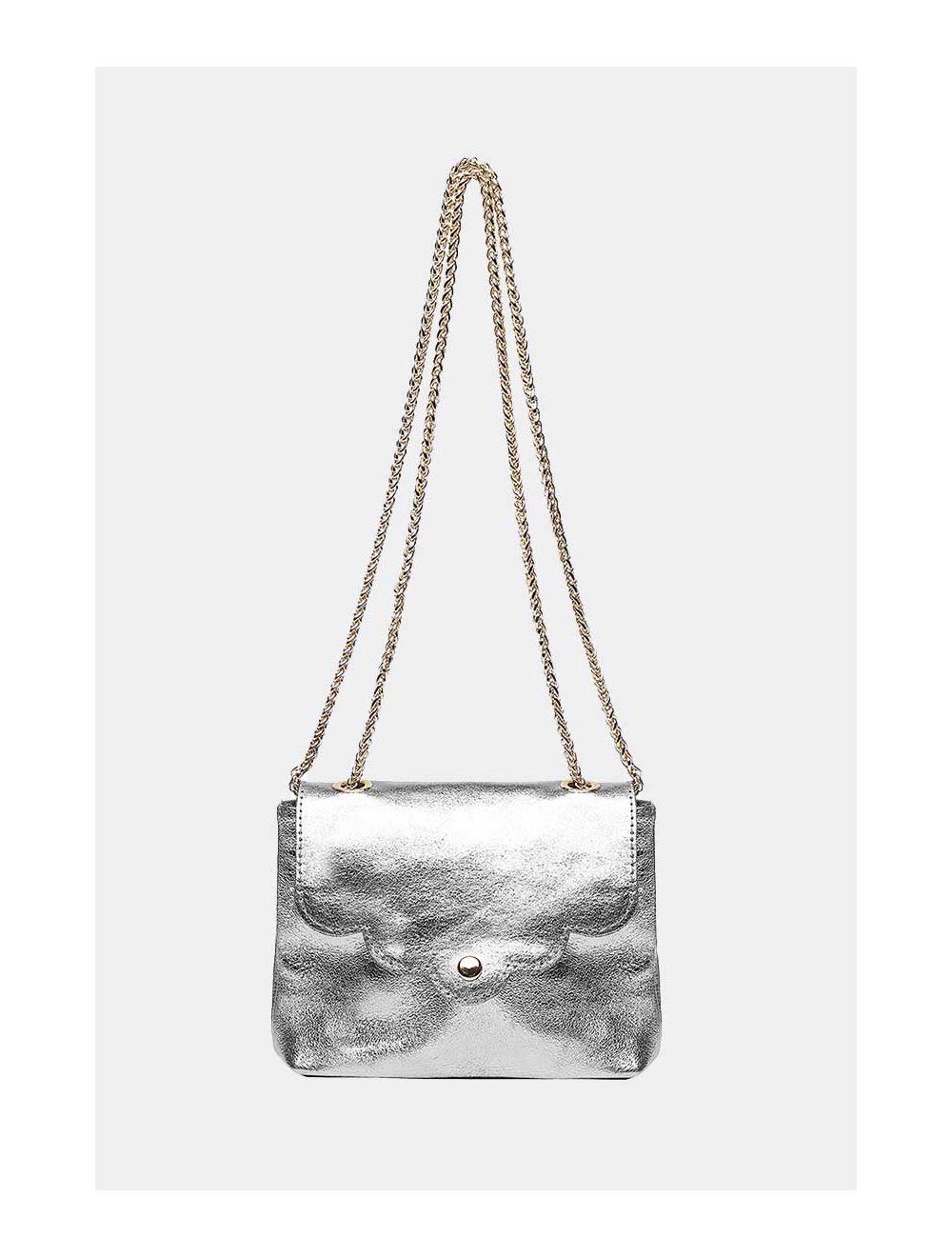 Tom&eva Sac Porté Travers Pochette Cuir Métalisé-3973B MINI PIA METAL-Argenté