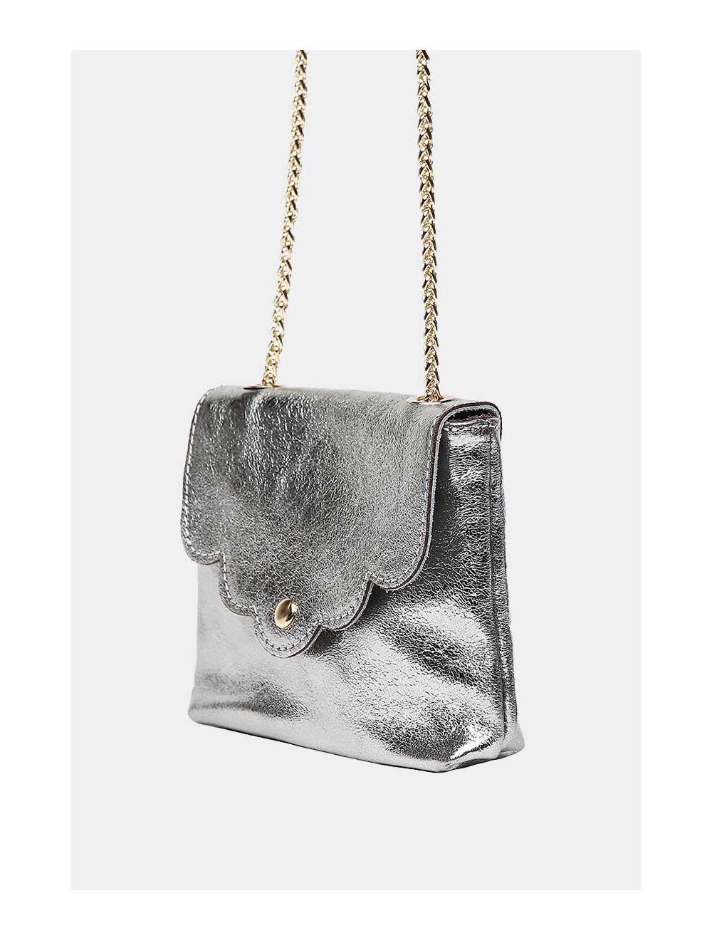 Tom&eva Sac Porté Travers Pochette Cuir Métalisé-3973B MINI PIA METAL-Argenté