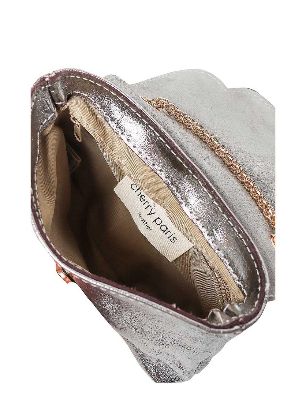 tom&eva Sac Porté Travers Pochette Cuir Métalisé-3973B MINI PIA METAL-Argenté