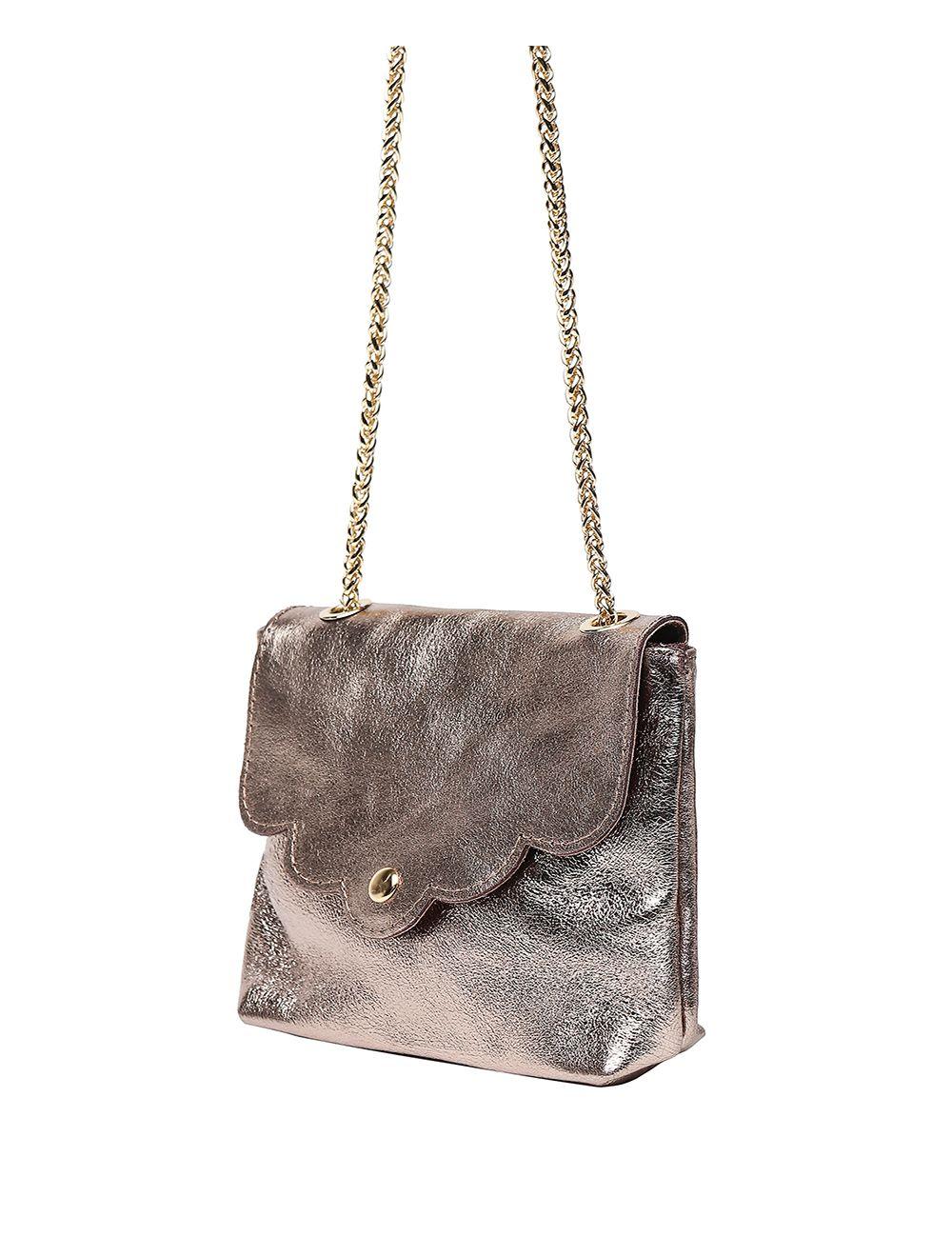 Tom&eva Sac Porté Travers Pochette En Cuir Métalisé-3973B-Etain