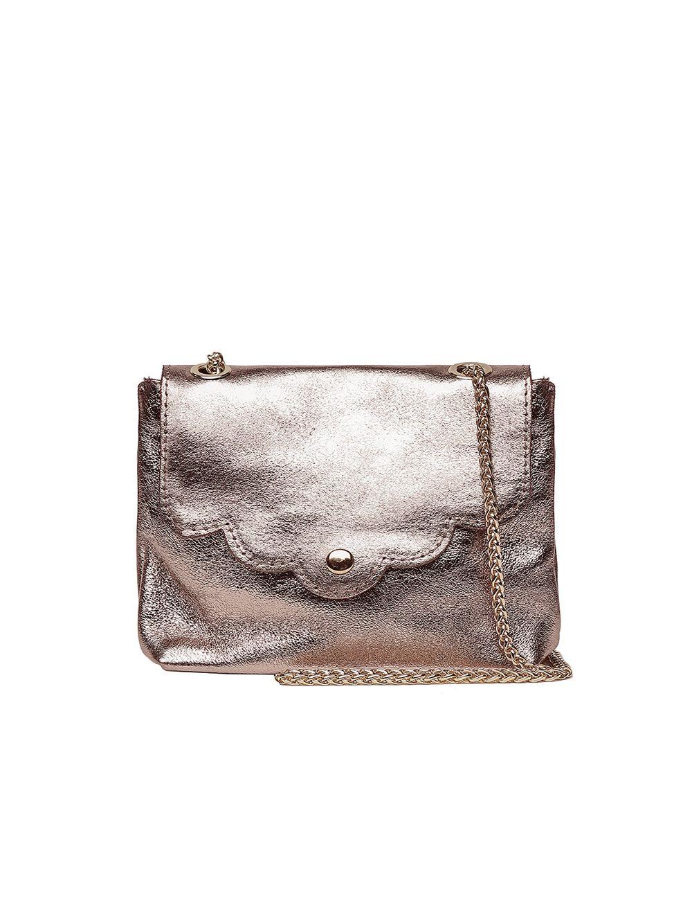 Tom&eva Sac Porté Travers Pochette En Cuir Métalisé-3973B-Etain
