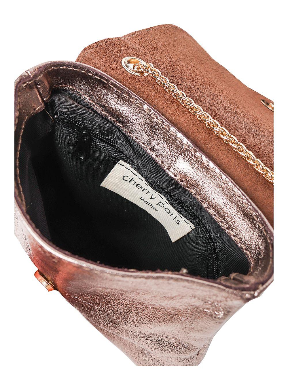 Tom&eva Sac Porté Travers Pochette En Cuir Métalisé-3973B-Etain