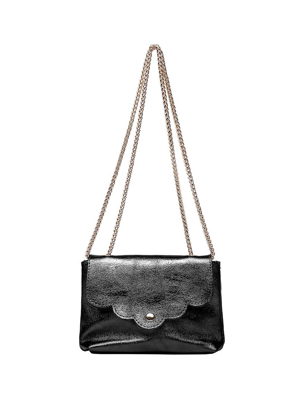 tom&eva Sac porté travers pochette en cuir métalisé-3973B-Noirmétal