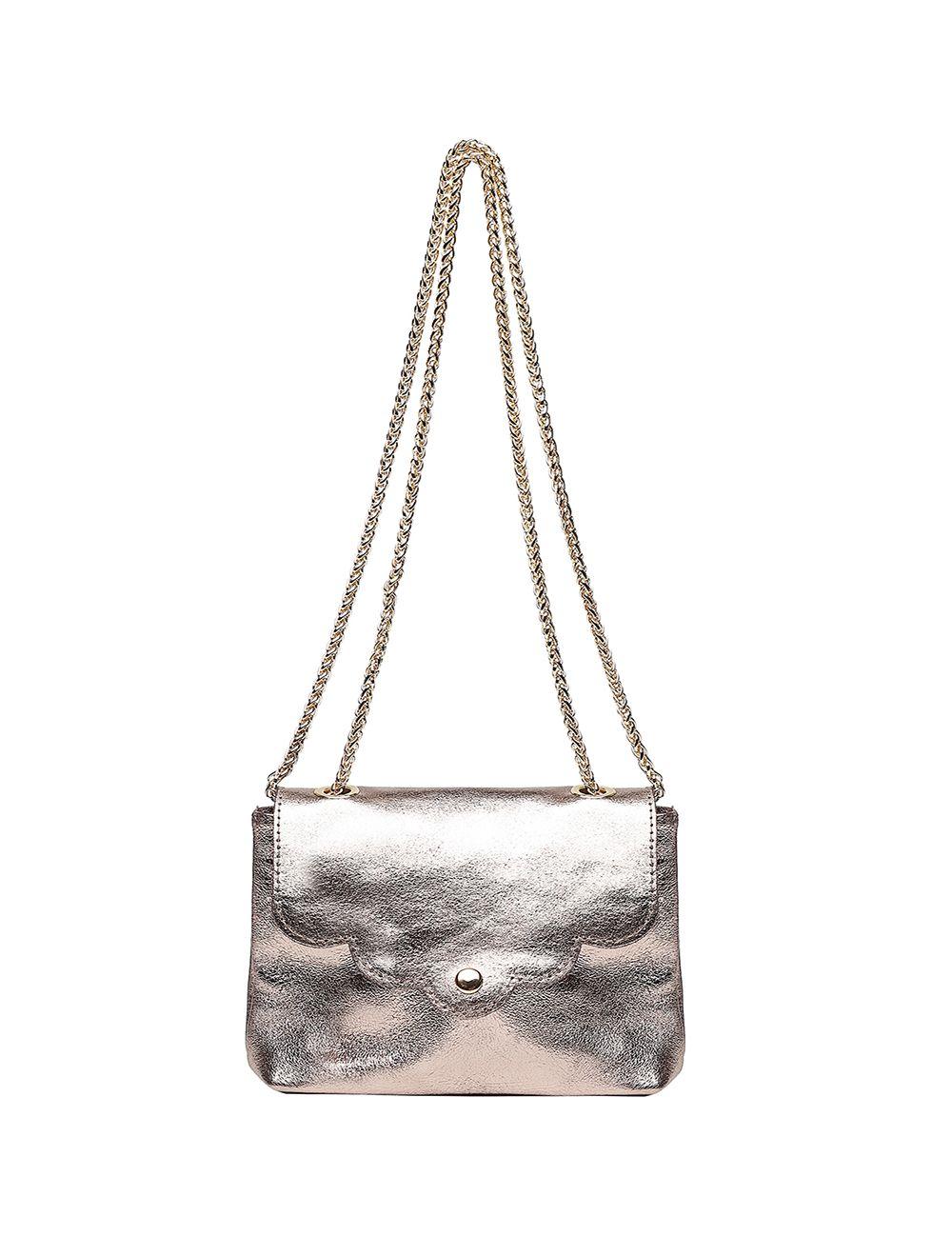 tom&eva Sac porté travers pochette en cuir métalisé-3973B-Etain