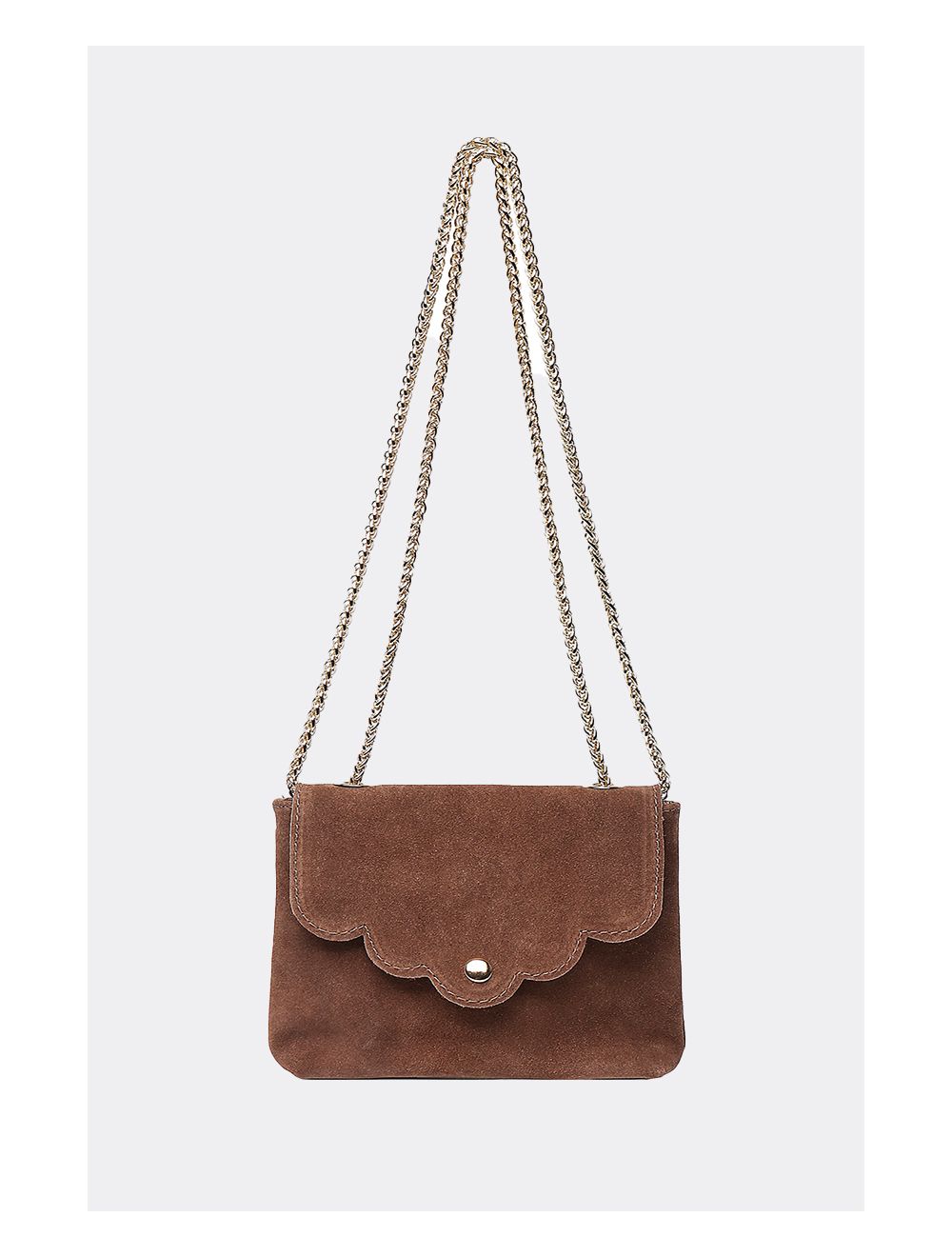 Tom&eva Sac Porté Travers Pochette En Cuir Suèdine-3973-Taupe