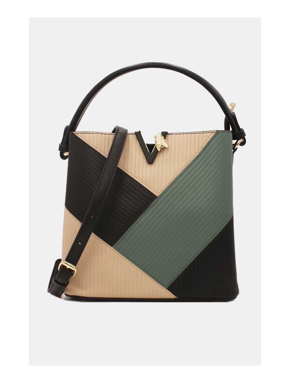 tom&eva Sac Seau Forme En V Avec Petite Abeille 5699-Noir