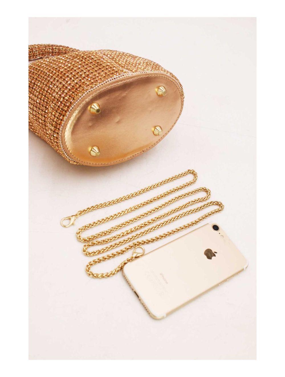 tom&eva Sac Seau Soirée Avec Strass Minimaliste 23P-5707-Champagne