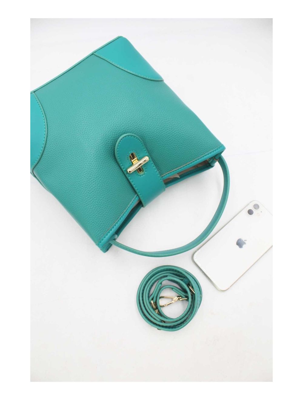 tom&eva Sac Seau Vintage à Languette Effet Grainé-6975-Bleu