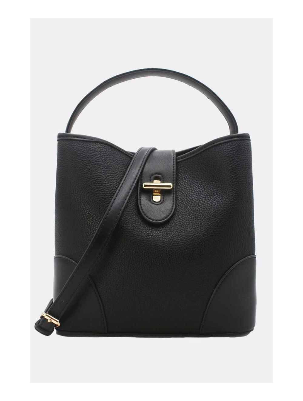 Tom&eva Sac Seau Vintage à Languette Effet Grainé-6975-Noir