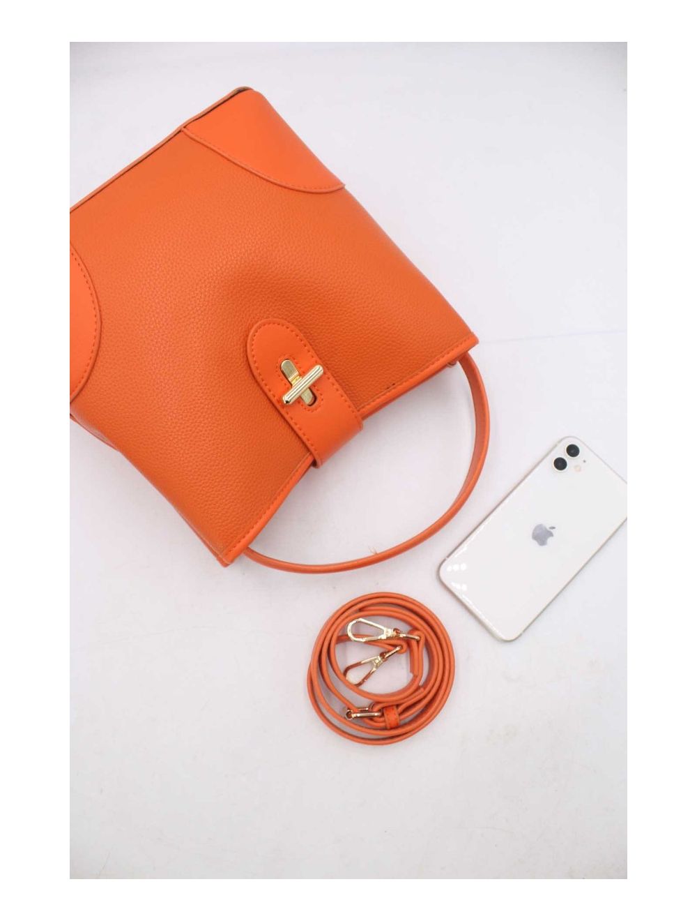 tom&eva Sac Seau Vintage à Languette Effet Grainé-6975-Orange