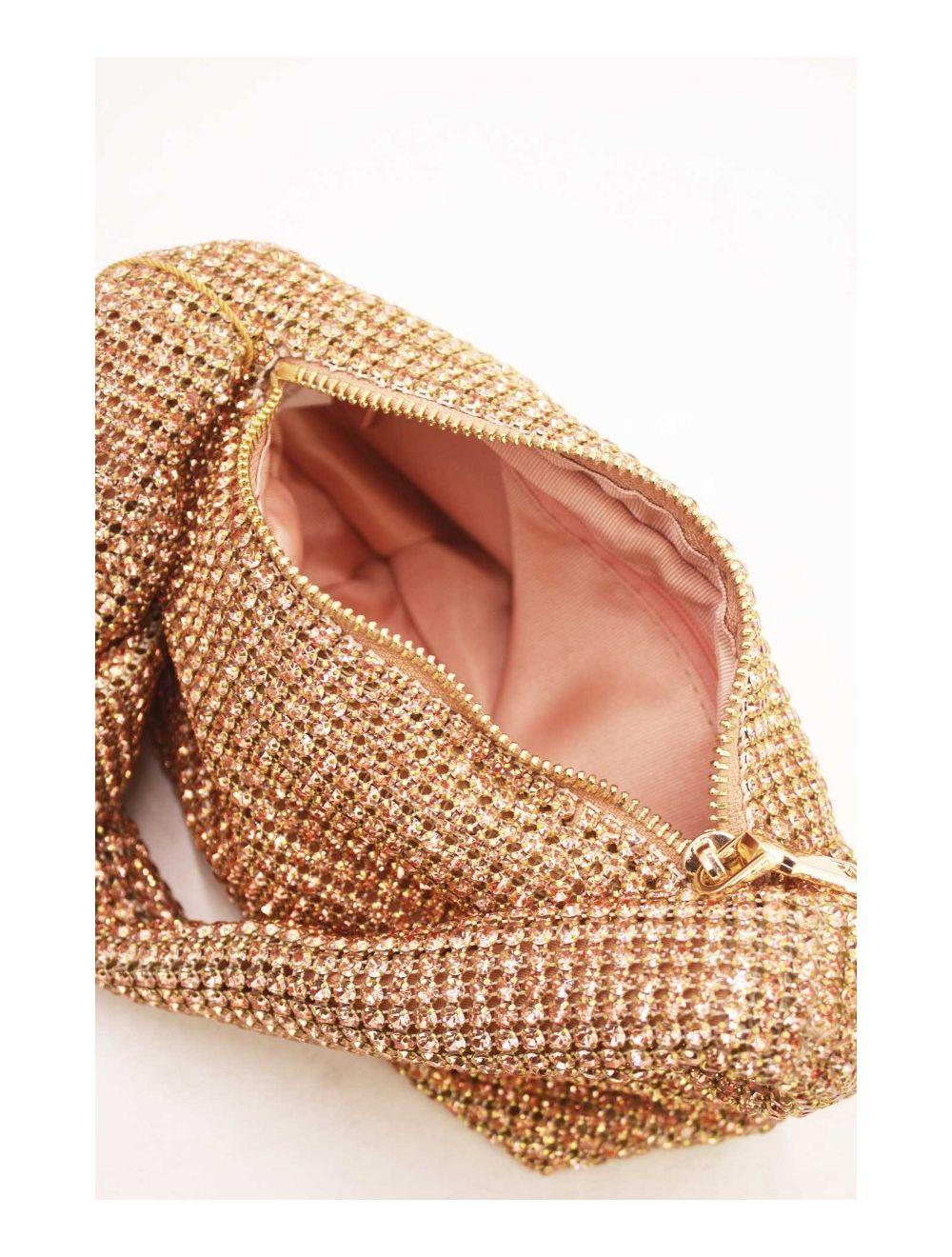 Tom&eva Sac Soirée Avec Nœud Strass 23P-5756#-Champagne