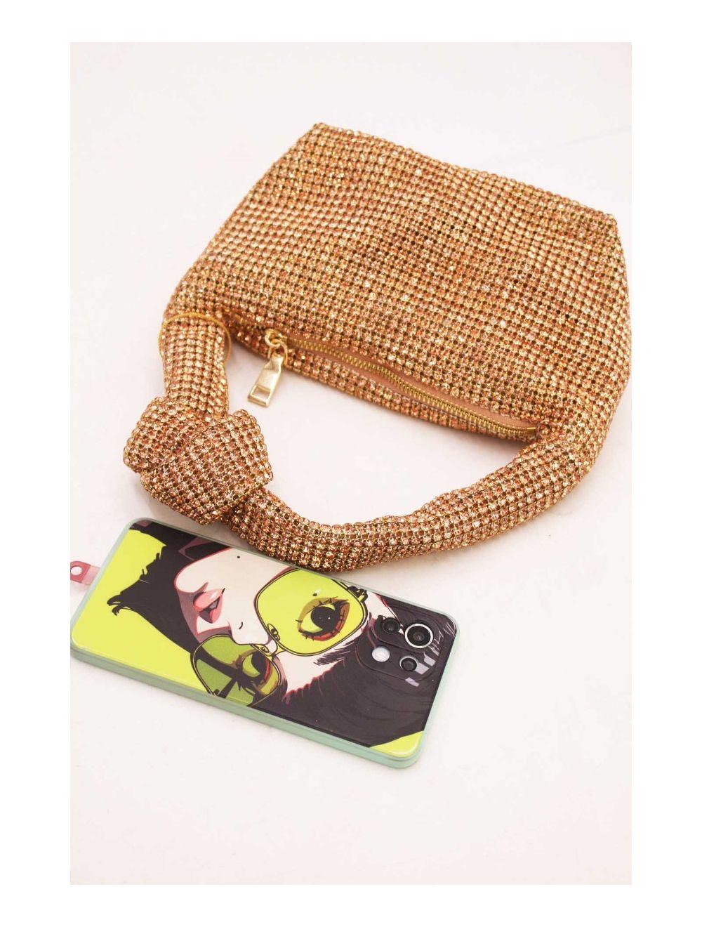 tom&eva Sac Soirée Avec Nœud Strass 23P-5756#-Champagne