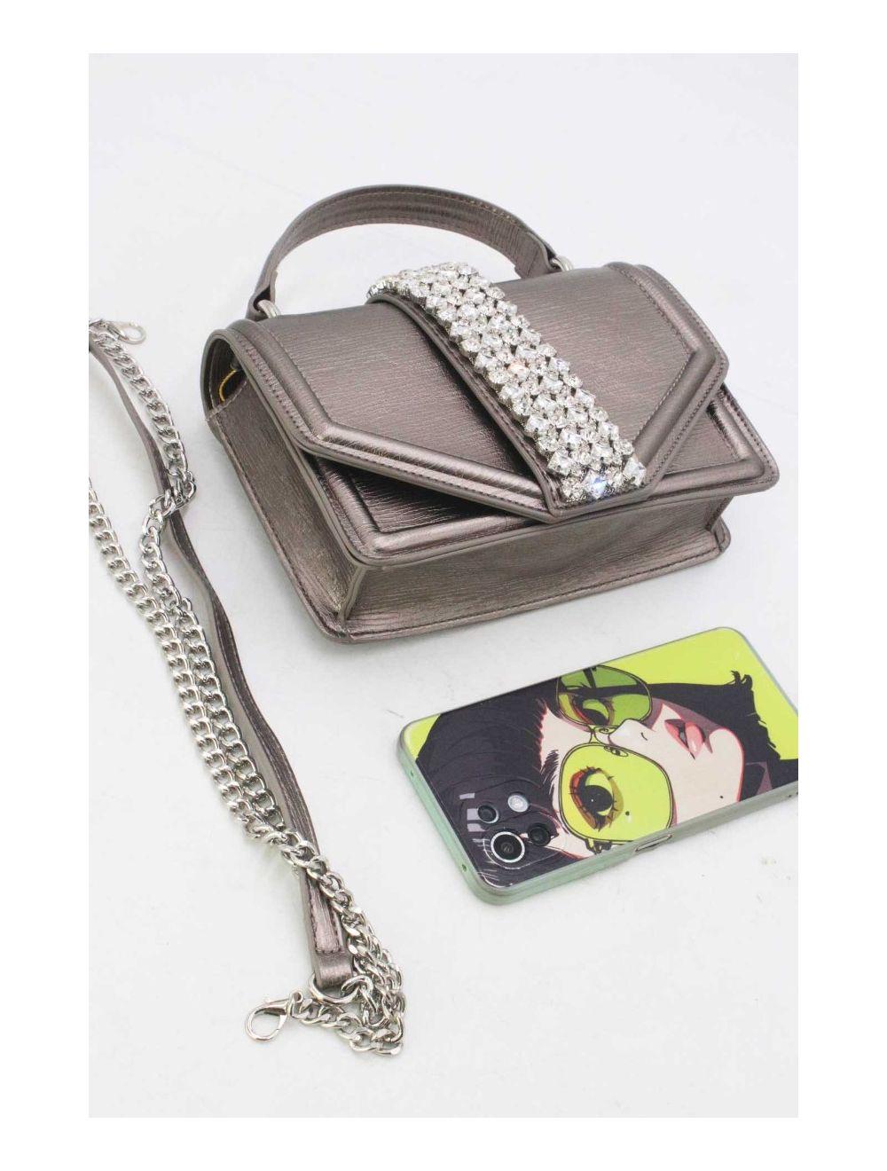 tom&eva Sac Soirée Et Mariage Orné Diamants 24P-5871-Etain