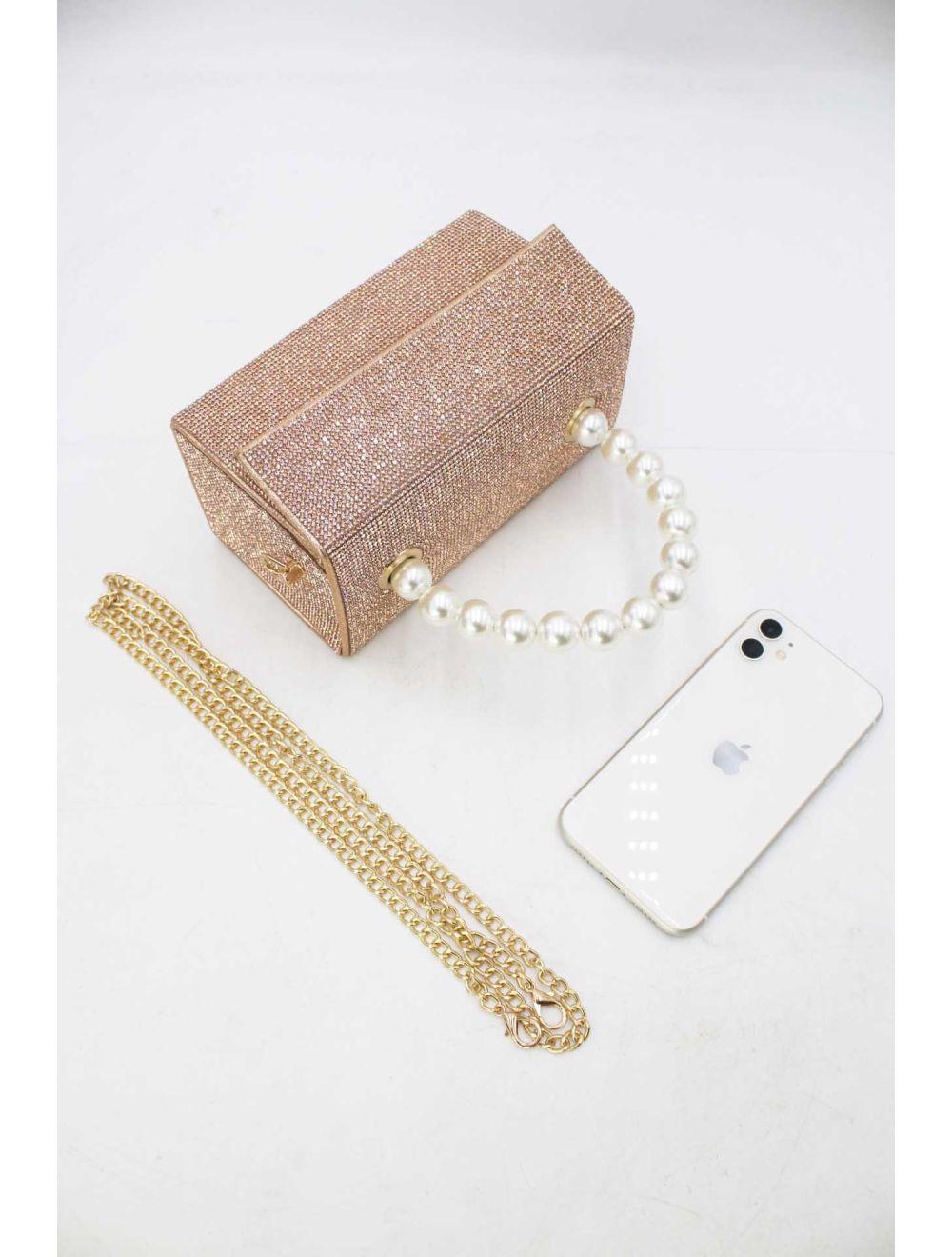 Tom&eva Sac Soirée Ornée De Strass Et Perles 23P-5739-Champagne