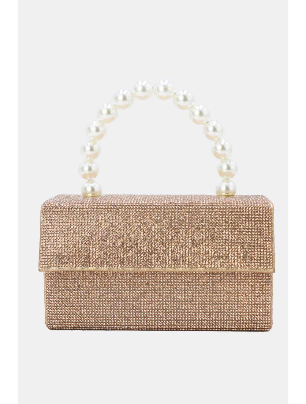 Tom&eva Sac Soirée Ornée De Strass Et Perles 23P-5739-Champagne