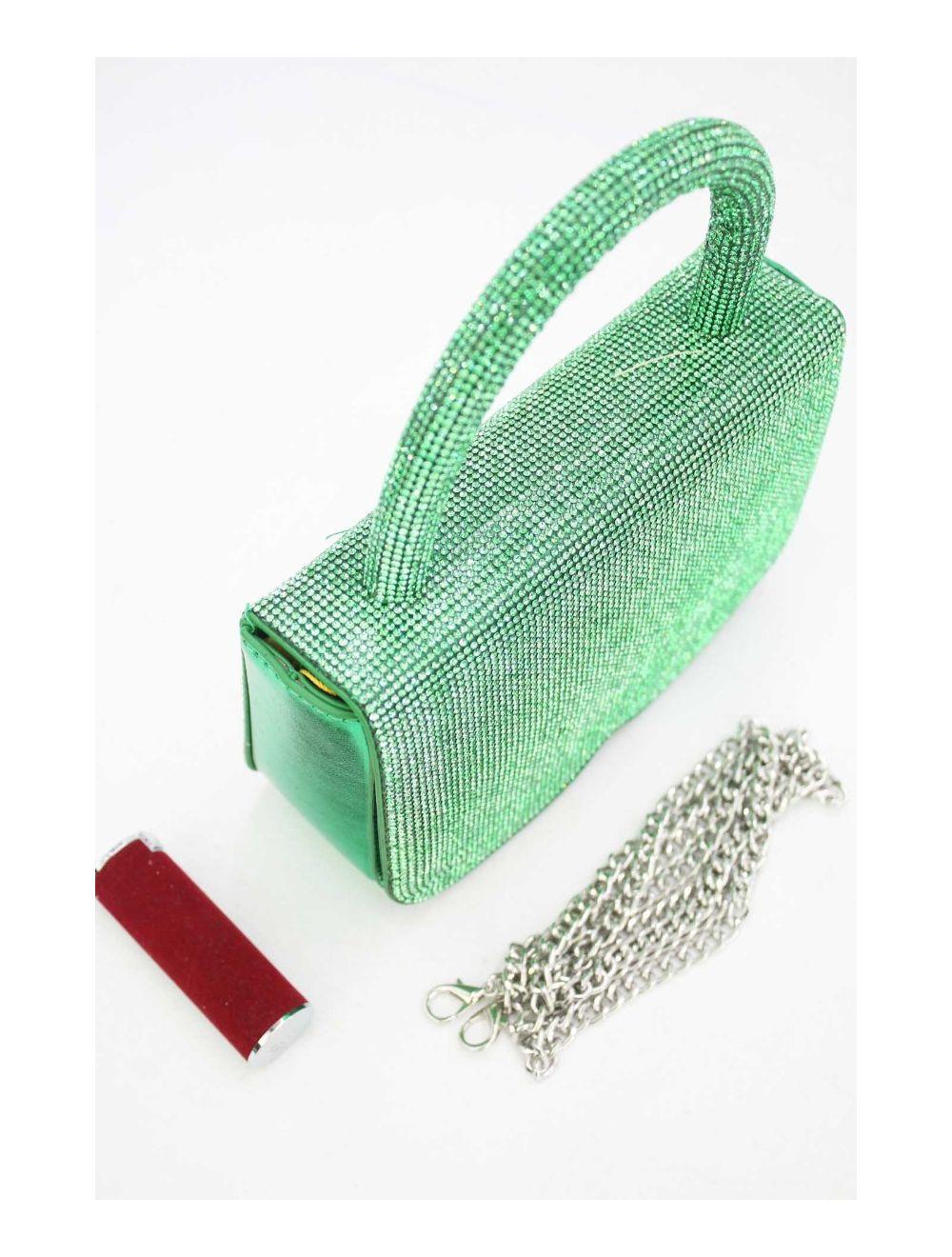 tom&eva Sac Soirée ou Mariage Avec Strass 22P-5655-Green