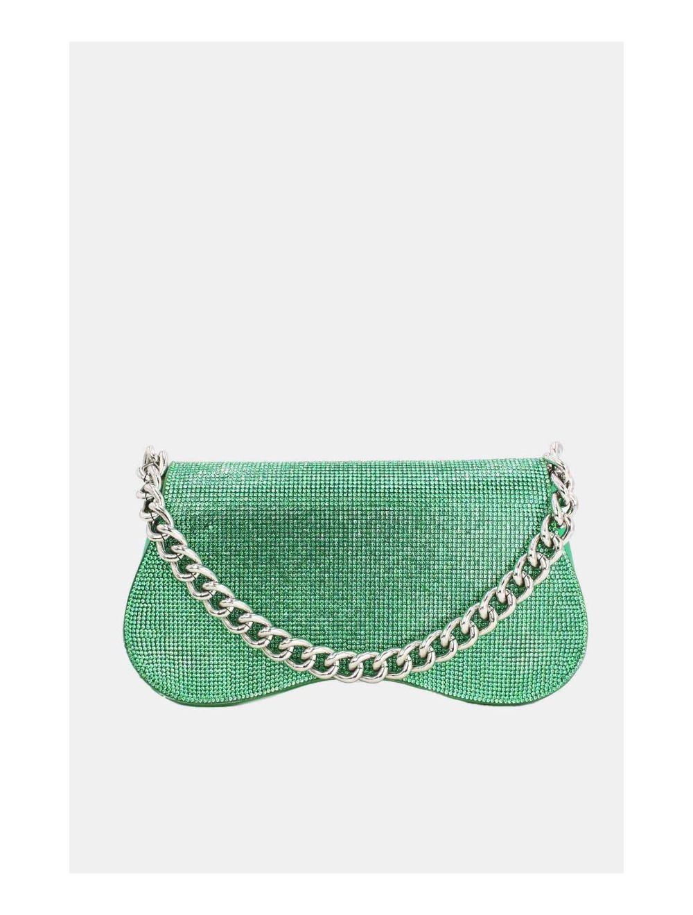 Tom&eva Sac Soirée Ou Mariage Strass Avec Chaîne 22P-5653-Green